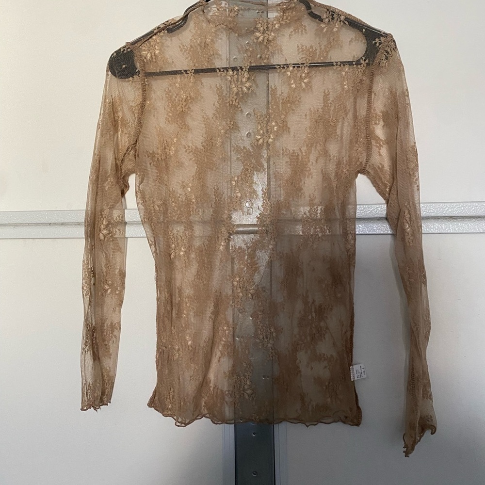 Elegant Sheer Lace Top - Tan